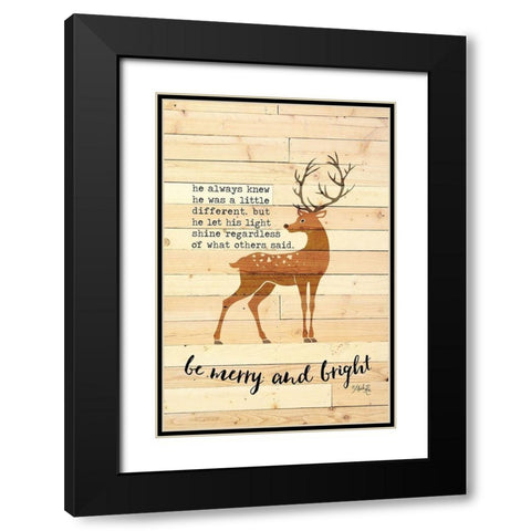 Be Merry and Bright Deer Black Modern Wood Framed Art Print with Double Matting by Rae, Marla