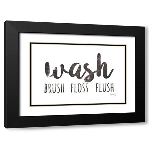 Wash-Brush-Floss-Flush Black Modern Wood Framed Art Print with Double Matting by Rae, Marla