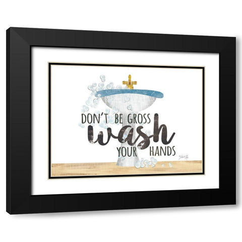 Wash Your Hands Sink Black Modern Wood Framed Art Print with Double Matting by Rae, Marla