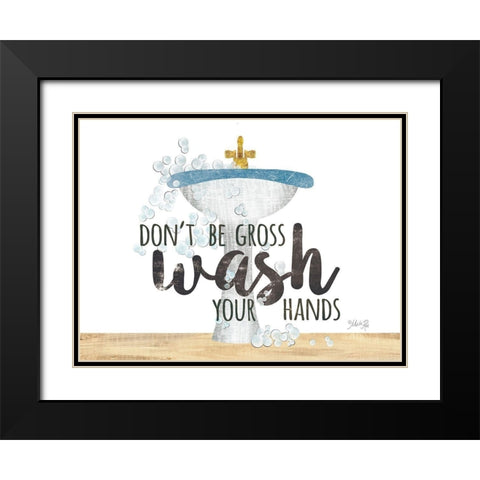 Wash Your Hands Sink Black Modern Wood Framed Art Print with Double Matting by Rae, Marla