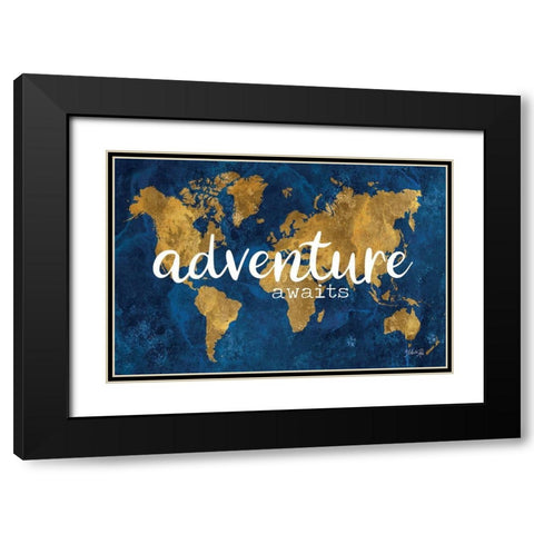 Adventure Awaits      Black Modern Wood Framed Art Print with Double Matting by Rae, Marla