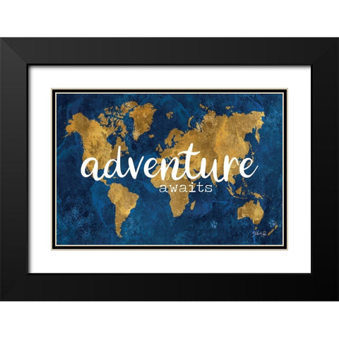 Adventure Awaits      Black Modern Wood Framed Art Print with Double Matting by Rae, Marla