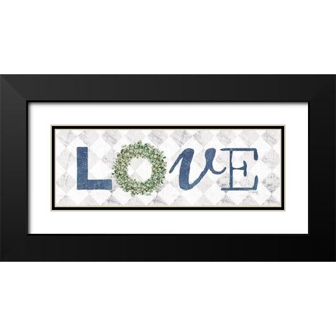 Love with Eucalyptus Wreath I Black Modern Wood Framed Art Print with Double Matting by Rae, Marla