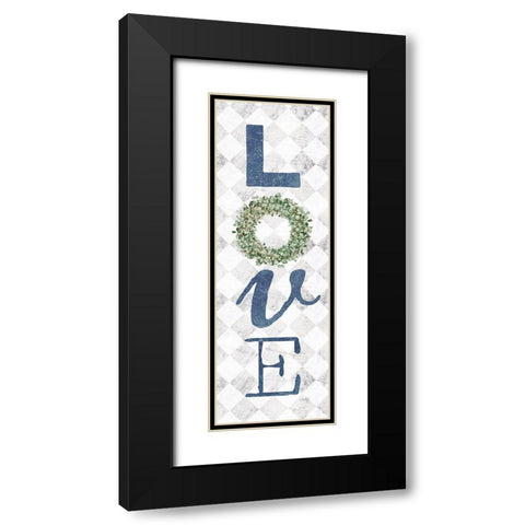 Love with Eucalyptus Wreath II Black Modern Wood Framed Art Print with Double Matting by Rae, Marla