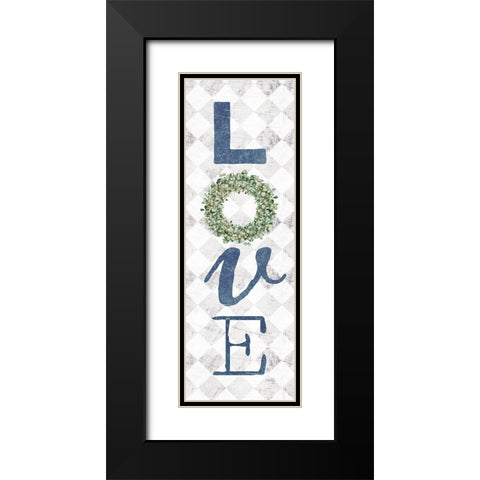 Love with Eucalyptus Wreath II Black Modern Wood Framed Art Print with Double Matting by Rae, Marla