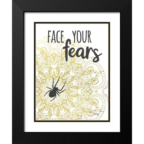 Face Your Fears Spider Black Modern Wood Framed Art Print with Double Matting by Rae, Marla