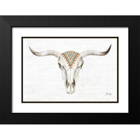 Tribal Skull III Black Modern Wood Framed Art Print with Double Matting by Rae, Marla