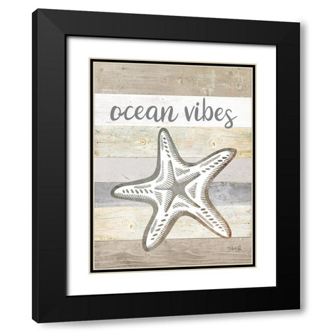 Ocean Vibes Starfish Black Modern Wood Framed Art Print with Double Matting by Rae, Marla