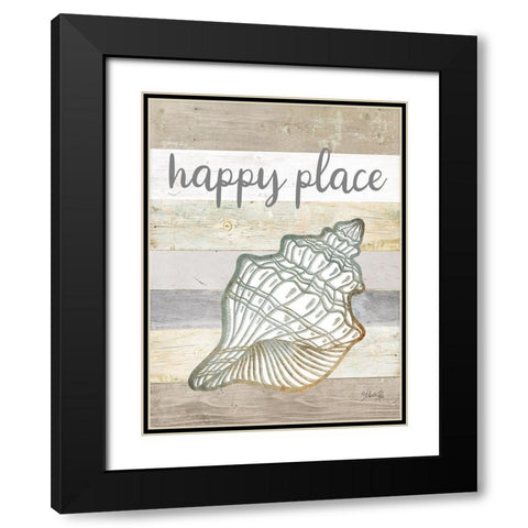 Happy Place Shell Black Modern Wood Framed Art Print with Double Matting by Rae, Marla