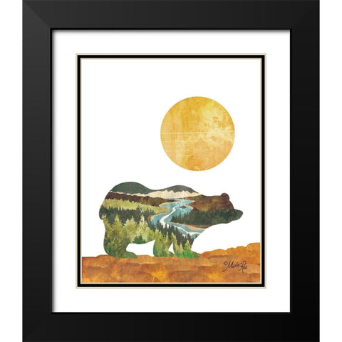 Forest Bear Black Modern Wood Framed Art Print with Double Matting by Rae, Marla