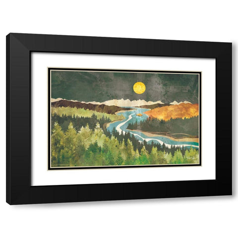Mountain Moonlight Black Modern Wood Framed Art Print with Double Matting by Rae, Marla