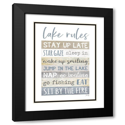 Lake Rules Black Modern Wood Framed Art Print with Double Matting by Rae, Marla