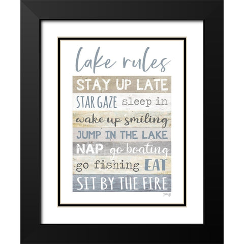 Lake Rules Black Modern Wood Framed Art Print with Double Matting by Rae, Marla