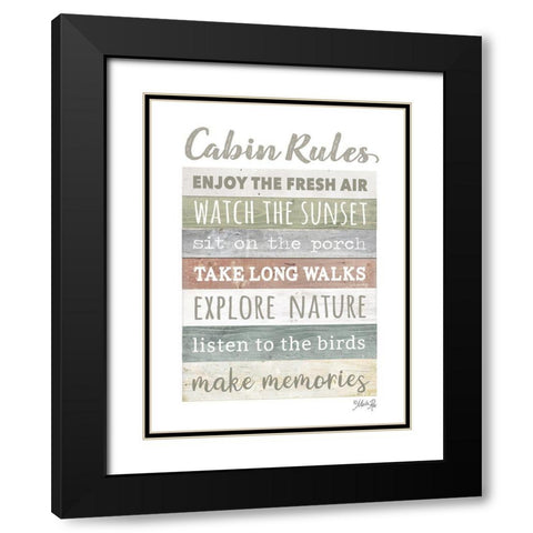 Cabin Rules    Black Modern Wood Framed Art Print with Double Matting by Rae, Marla