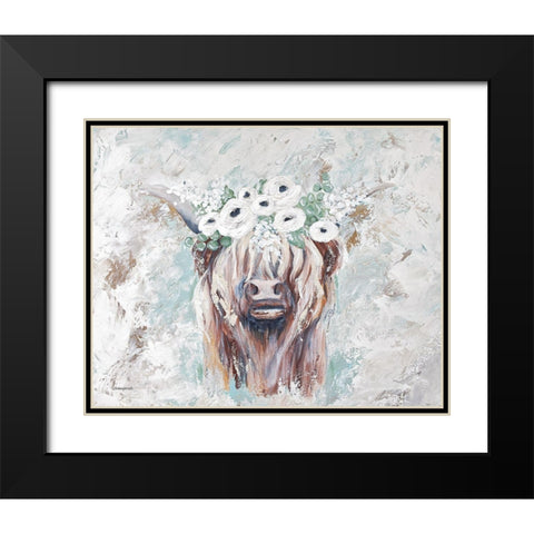 Jolene the Cow Black Modern Wood Framed Art Print with Double Matting by Kissell, Mackenzie