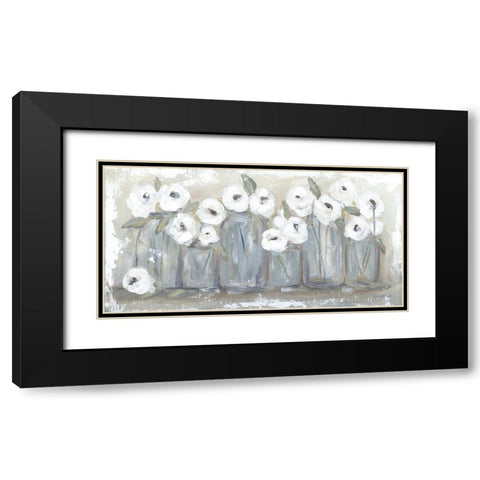 White Floral Filled Jars Black Modern Wood Framed Art Print with Double Matting by Kissell, Mackenzie
