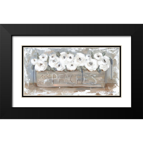 Peach Box Florals Black Modern Wood Framed Art Print with Double Matting by Kissell, Mackenzie