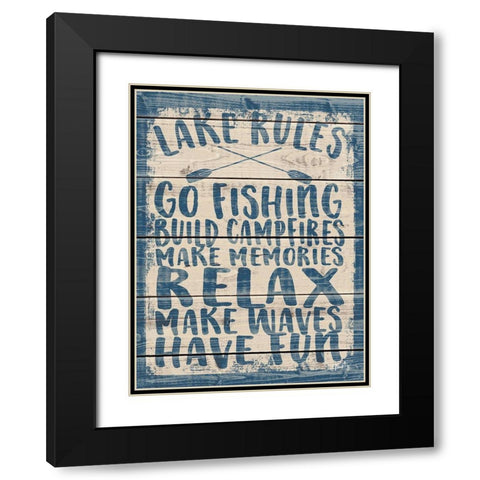 Lake Rules Black Modern Wood Framed Art Print with Double Matting by Michelle, Misty