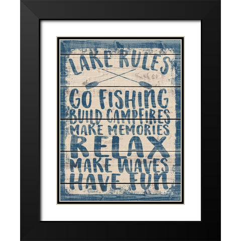 Lake Rules Black Modern Wood Framed Art Print with Double Matting by Michelle, Misty