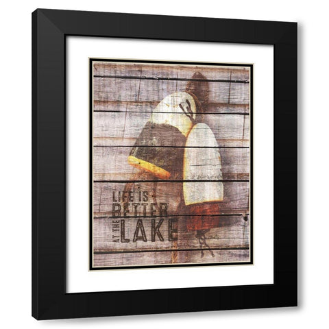 Life is Better at the Lake Black Modern Wood Framed Art Print with Double Matting by Michelle, Misty