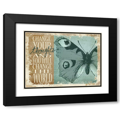 Change Your Thoughts Black Modern Wood Framed Art Print with Double Matting by Michelle, Misty