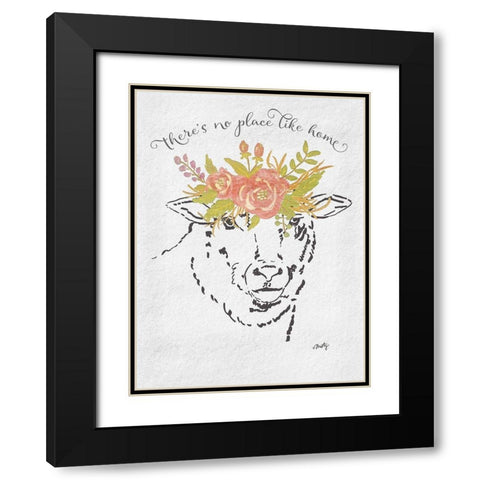Theres No Place Like Home Lamb Black Modern Wood Framed Art Print with Double Matting by Michelle, Misty