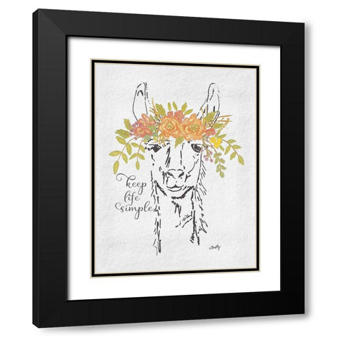 Keep Life Simple Llama Black Modern Wood Framed Art Print with Double Matting by Michelle, Misty