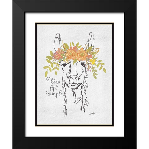 Keep Life Simple Llama Black Modern Wood Framed Art Print with Double Matting by Michelle, Misty