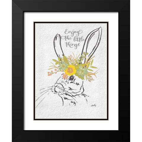 Enjoy the Little Things Bunny Black Modern Wood Framed Art Print with Double Matting by Michelle, Misty