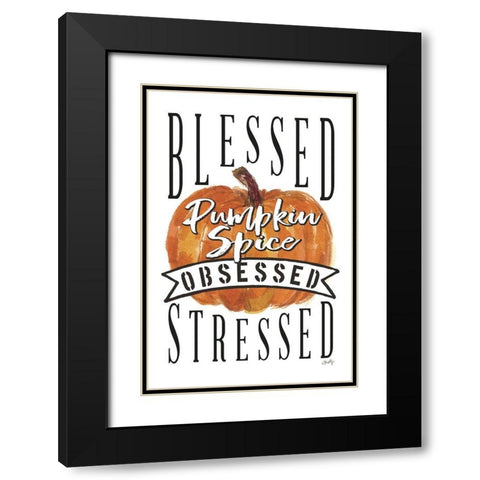 Pumpkin Spice Obsessed I Black Modern Wood Framed Art Print with Double Matting by Michelle, Misty