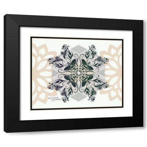 Bees and Blooms      Black Modern Wood Framed Art Print with Double Matting by Norman, Michele