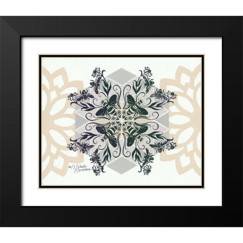 Bees and Blooms      Black Modern Wood Framed Art Print with Double Matting by Norman, Michele