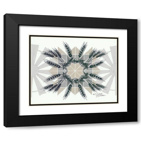Wheat and Windmill    Black Modern Wood Framed Art Print with Double Matting by Norman, Michele