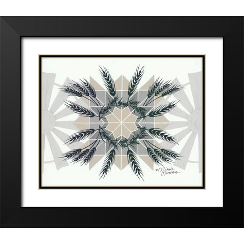 Wheat and Windmill    Black Modern Wood Framed Art Print with Double Matting by Norman, Michele