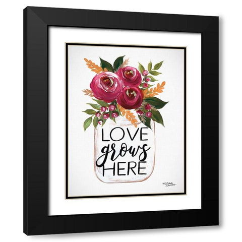 Love Grows Here Black Modern Wood Framed Art Print with Double Matting by Norman, Michele