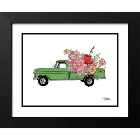 Floral Truck Black Modern Wood Framed Art Print with Double Matting by Norman, Michele