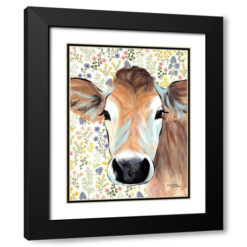 Bluebell Cow Black Modern Wood Framed Art Print with Double Matting by Norman, Michele