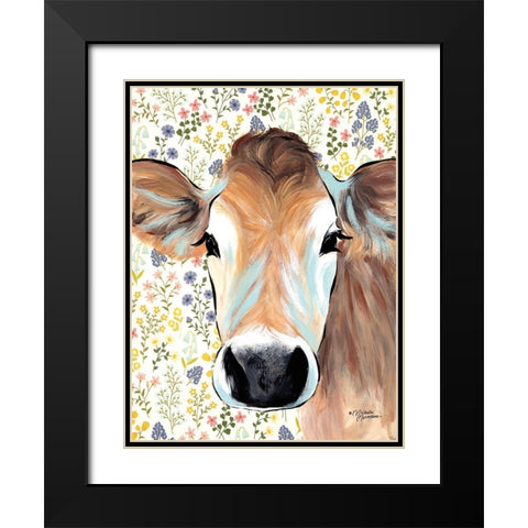Bluebell Cow Black Modern Wood Framed Art Print with Double Matting by Norman, Michele