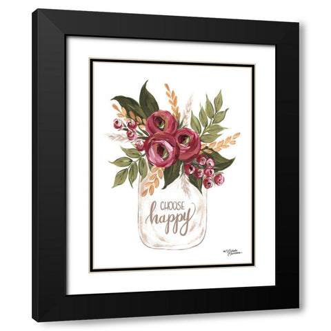 Choose Happy Flowers Black Modern Wood Framed Art Print with Double Matting by Norman, Michele