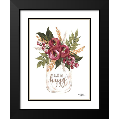 Choose Happy Flowers Black Modern Wood Framed Art Print with Double Matting by Norman, Michele
