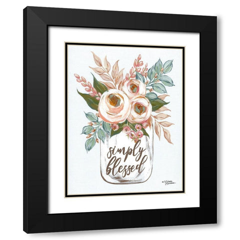 Simply Blessed Flowers Black Modern Wood Framed Art Print with Double Matting by Norman, Michele