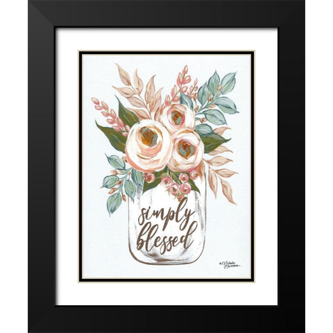 Simply Blessed Flowers Black Modern Wood Framed Art Print with Double Matting by Norman, Michele