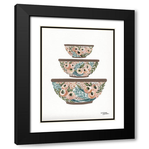 Floral Mixing Bowls       Black Modern Wood Framed Art Print with Double Matting by Norman, Michele