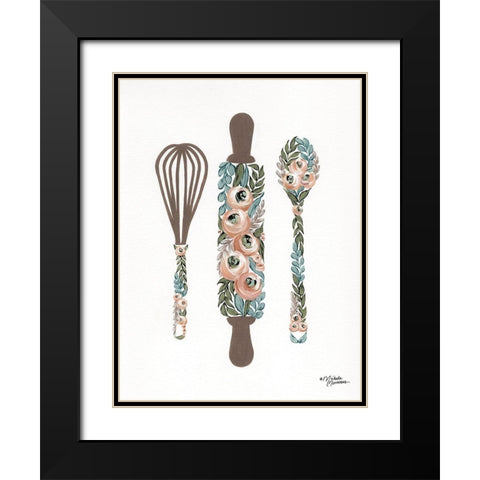 Floral Baking Tools     Black Modern Wood Framed Art Print with Double Matting by Norman, Michele