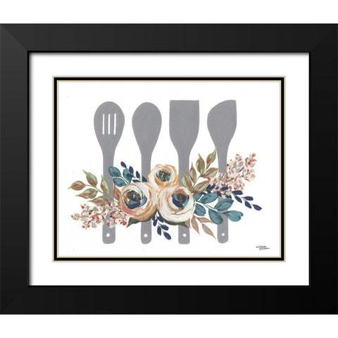 Fall Floral Baking Utensils      Black Modern Wood Framed Art Print with Double Matting by Norman, Michele
