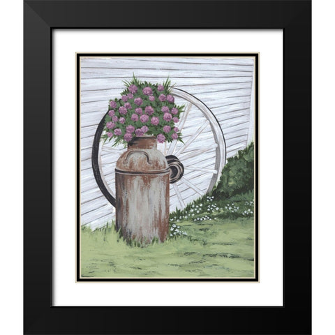 Rusted Milk Can with Wagon Wheel Black Modern Wood Framed Art Print with Double Matting by Norman, Michele
