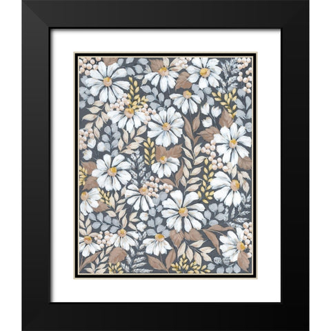Neutral Daisies Black Modern Wood Framed Art Print with Double Matting by Norman, Michele