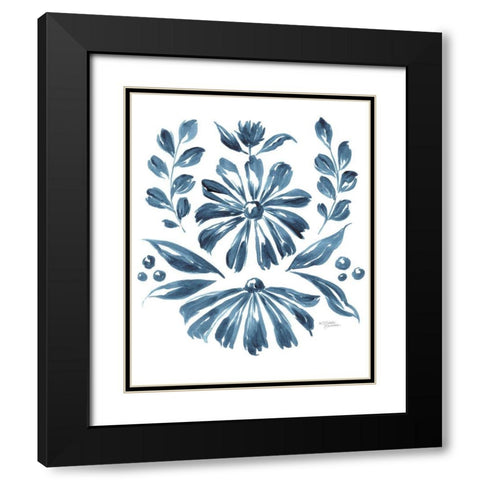 Blue Daisy #1    Black Modern Wood Framed Art Print with Double Matting by Norman, Michele