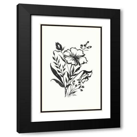 Annabelle Floral Black Modern Wood Framed Art Print with Double Matting by Norman, Michele