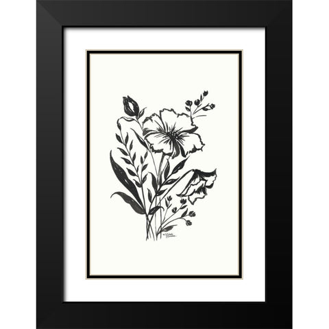 Annabelle Floral Black Modern Wood Framed Art Print with Double Matting by Norman, Michele